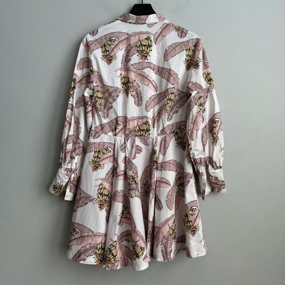 Desmond & Dempsey x H&M Balloon-sleeved Cotton Dress in Banana Leaf Print - Picture 7 of 10